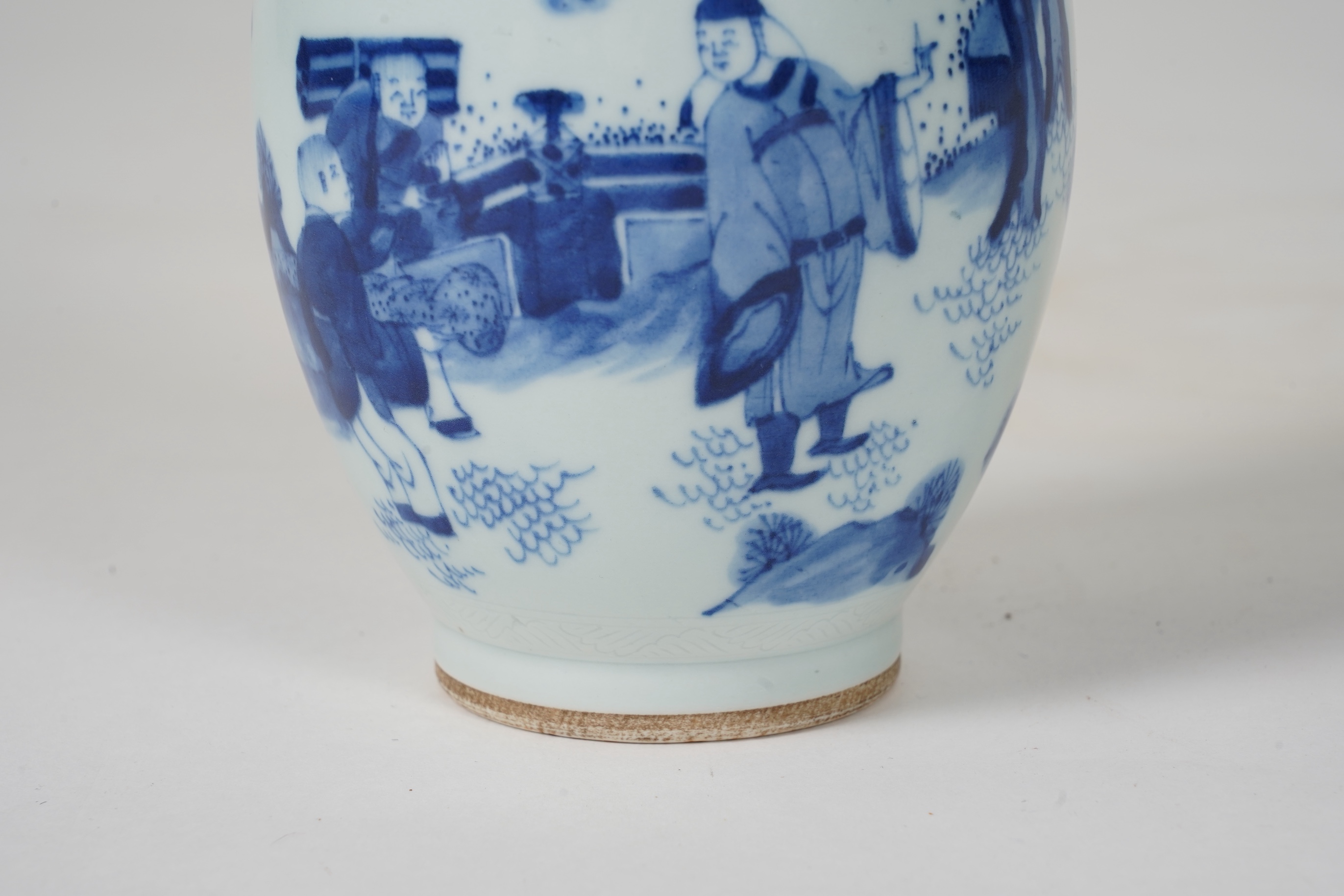 A Chinese blue and white ‘figures in garden’ jar and cover, Chongzhen or later